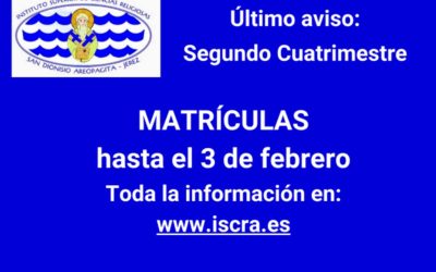 3 de febrero fecha límite para la matriculación del segundo cuatrimestre del Instituto Teológico